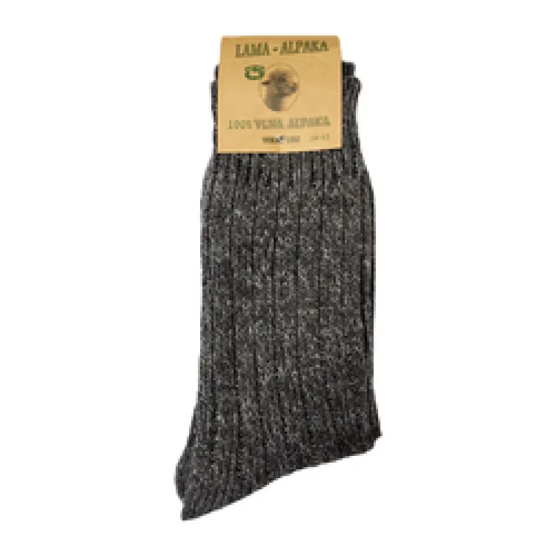 Llama Alpaca Wool Socks grey - Loose hem