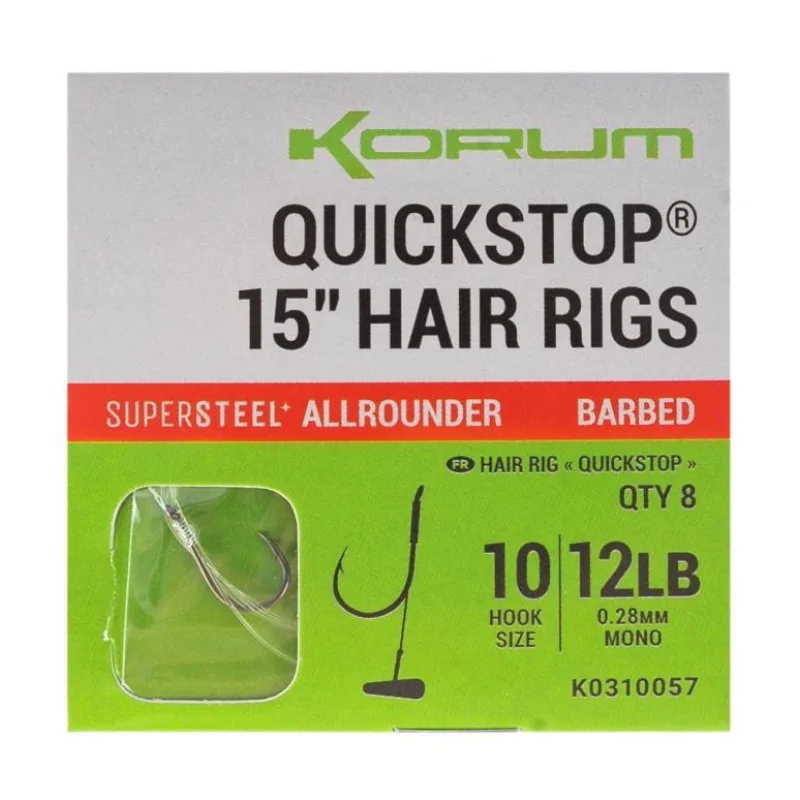 Návazce Korum Quickstop 15" Hair Rigs Barbed 8ks 38cm 0,23mm #14