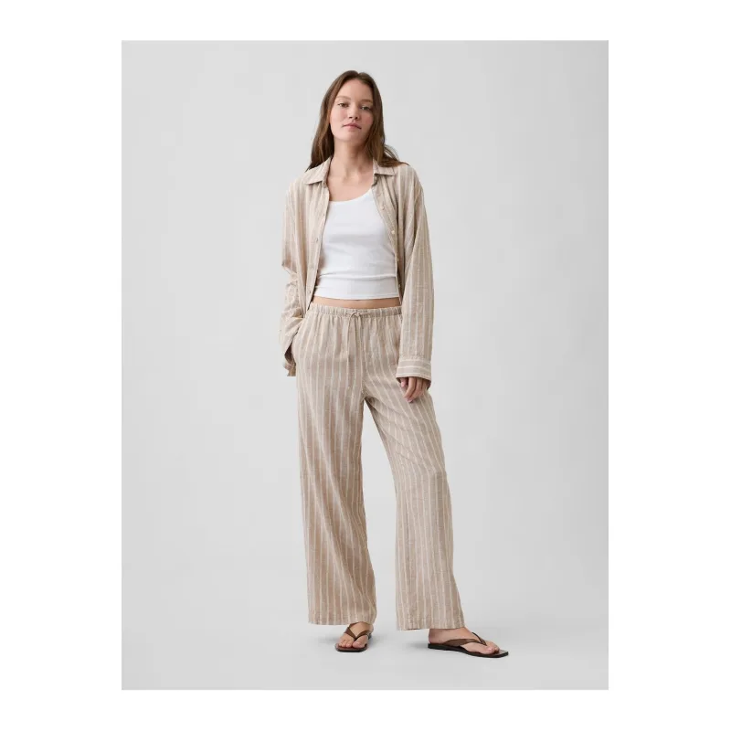 Lněné kalhoty Wide-Leg