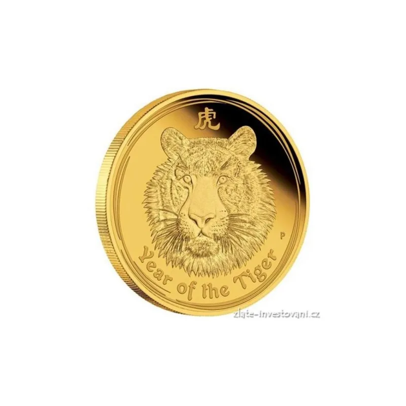 Investiční zlatá mince rok Tygra 2010 1/20 Oz