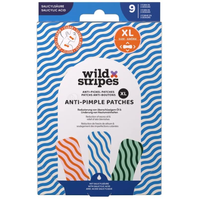 Wild Stripes Anti-Pimple Patches XL Clear - XL náplasti na pupínky 9 ks