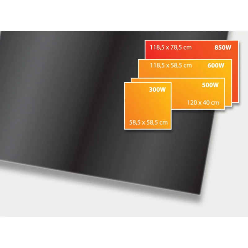 ECOSUN 850 GS Black, sálavý skleněný panel 850 W