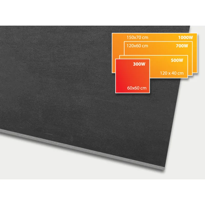 ECOSUN 300 CR Basalt black, keramický topný infrapanel 300 W