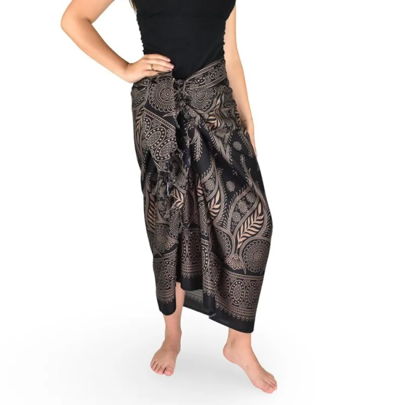 Sarong - Pareo BUN, zahrada, černý