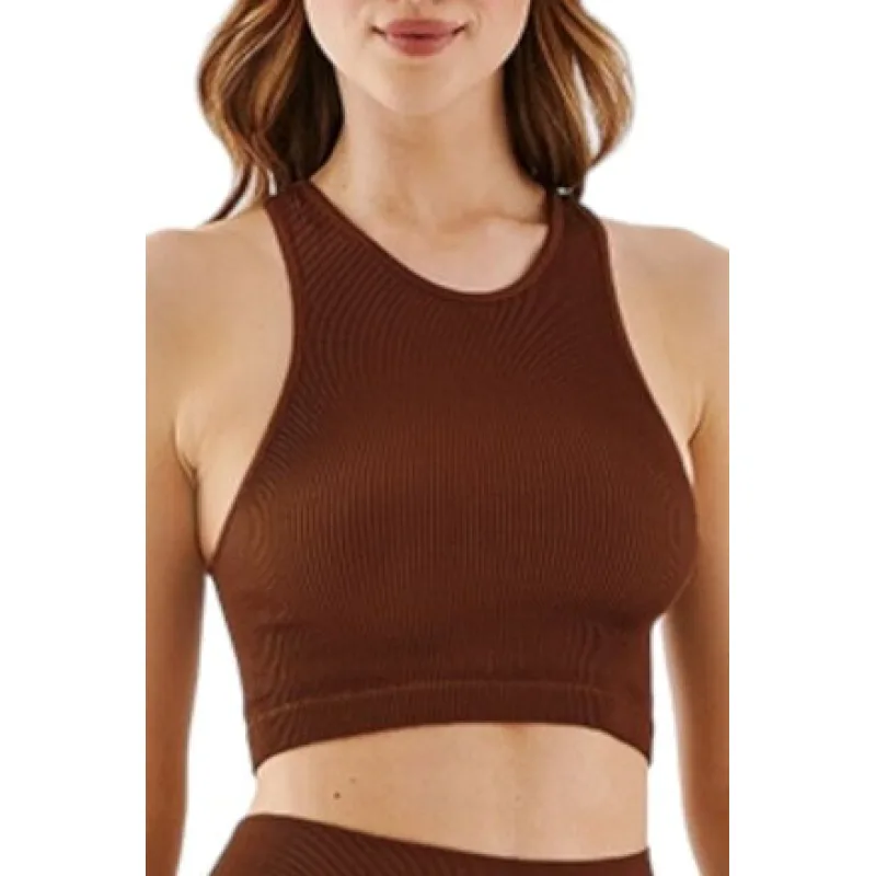 Podprsenka Crop Top Halter Rib mocca