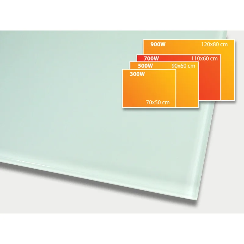 ECOSUN 700 GR White, sálavý skleněný panel 700 W