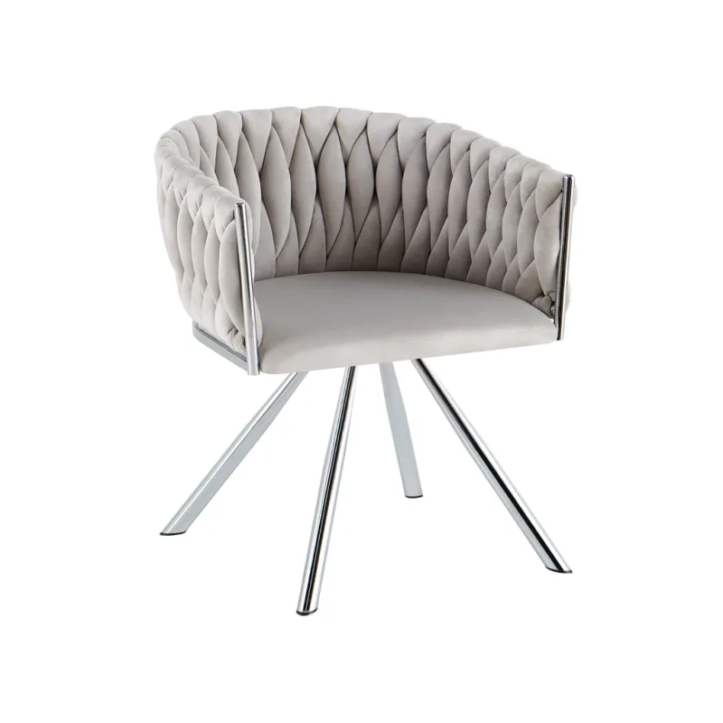 Otočné jídelní křeslo, světle šedá Velvet látka/chrom, HELIN