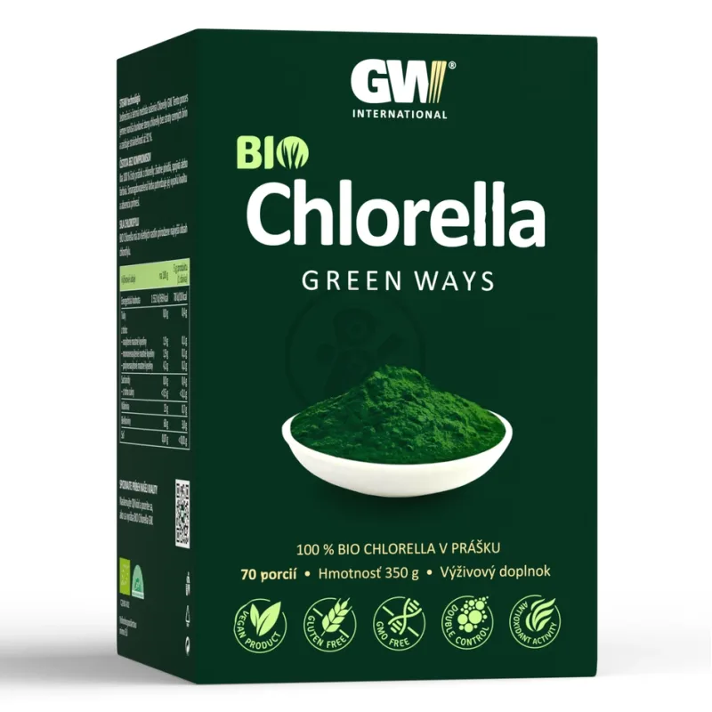 Chlorella prášek - řasa Chlorella pyrenoidosa BIO 350g Green Ways