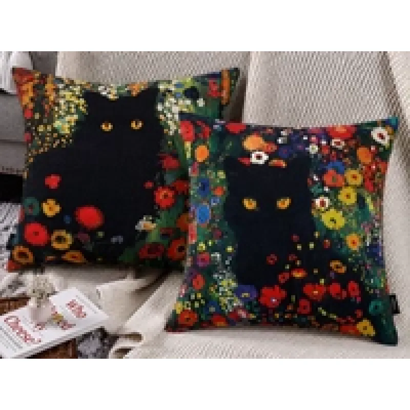 Set povlaků na polštář KOČKY A KVĚTINY (digitální tisk) 43x43 cm - set 2ks