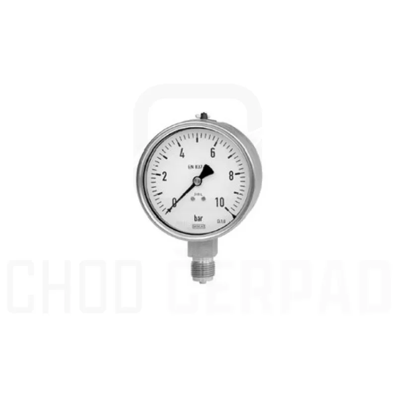 Nerezový manometr (tlakoměr) s glycerinovou náplní pr. 50mm závit 1/4" spodní 0-10 bar