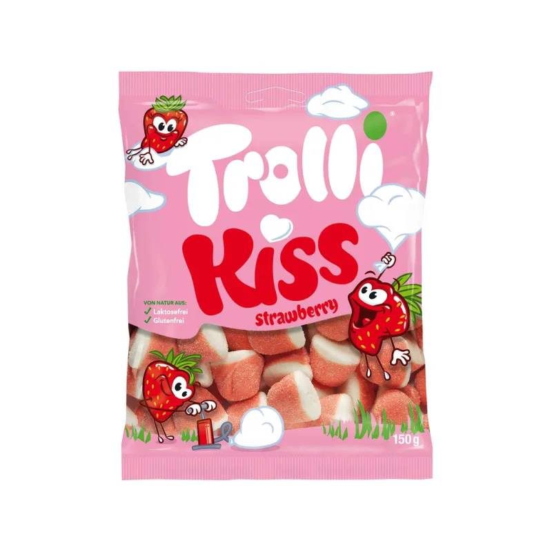 Trolli Strawberry Kiss jahodové pusinky 150 g  - originál z Německa