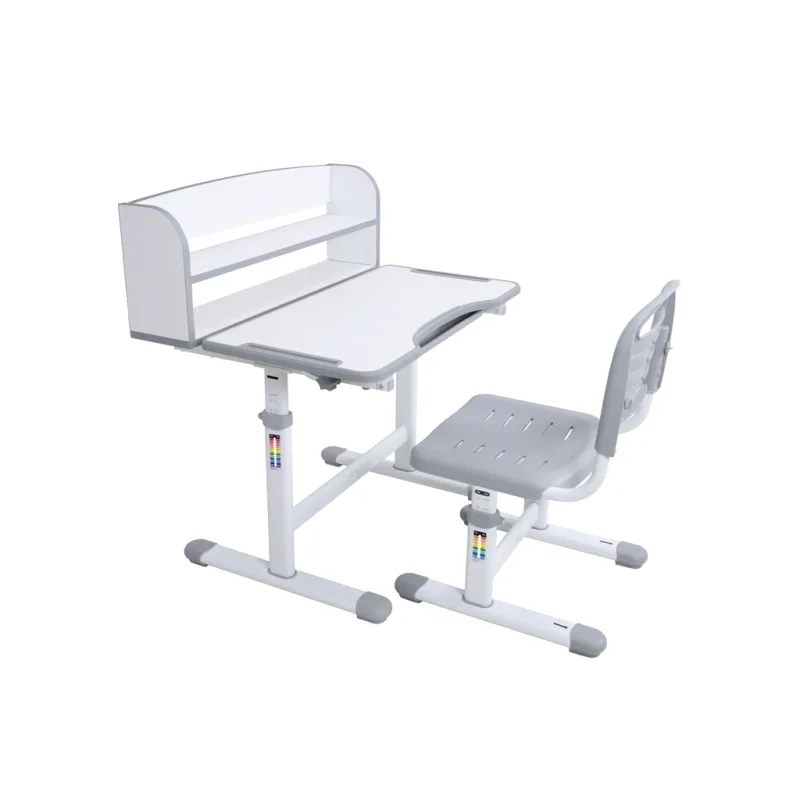 Rostoucí psací stůl a židle STUDY - šedá / bílá