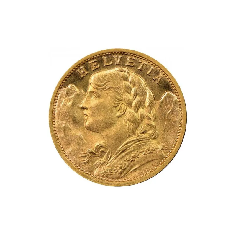 Investiční zlatá mince švýcarský 20 frank-Vrenelli 1912
