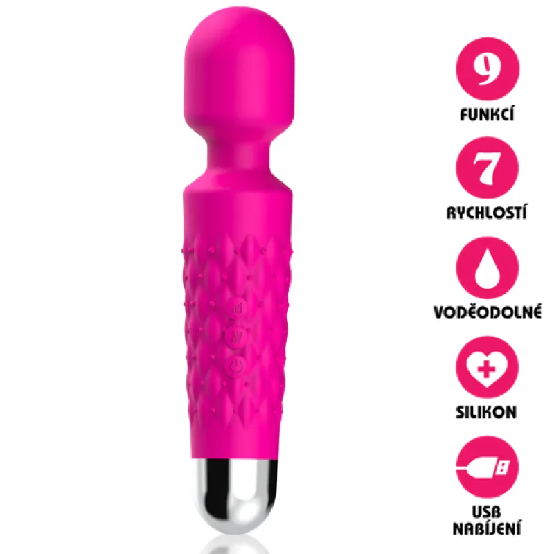 Masážní vibrátor USB Silicone Magic Wand růžový