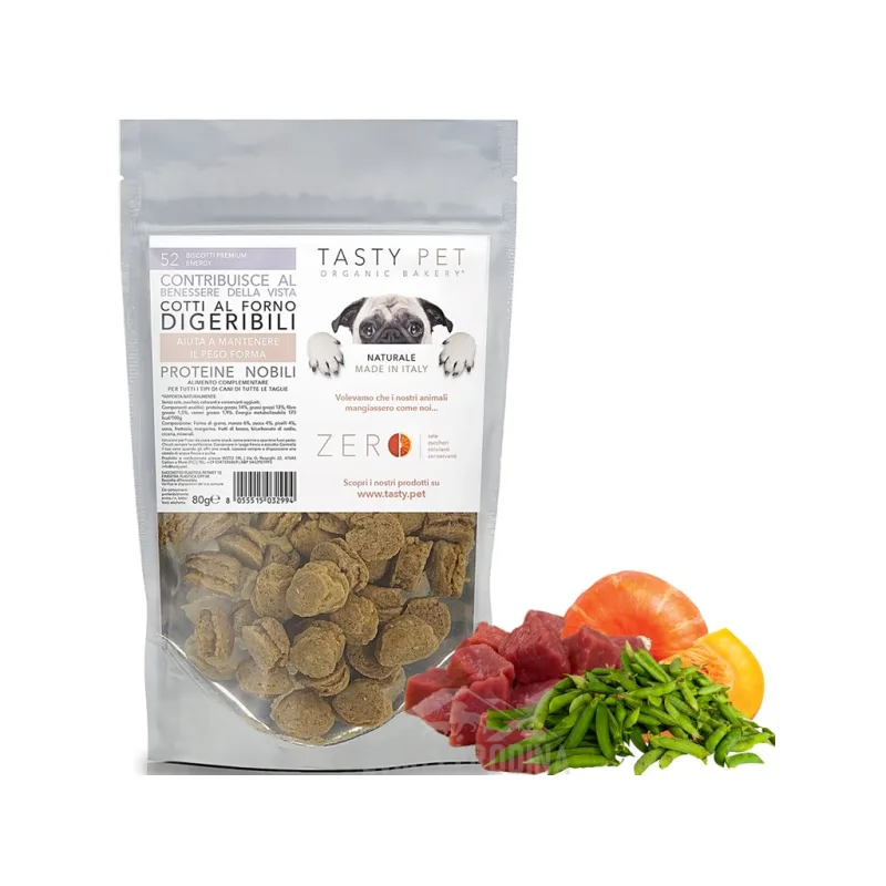 TASTY PET adult/puppy Monoprotein. SUŠENKY s hovězím a hráškem - ENERGY 80g