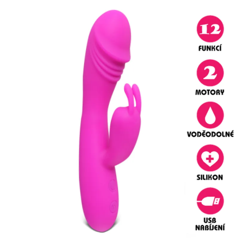 Silikonový vibrátor USB Cheeky Rabbit růžový