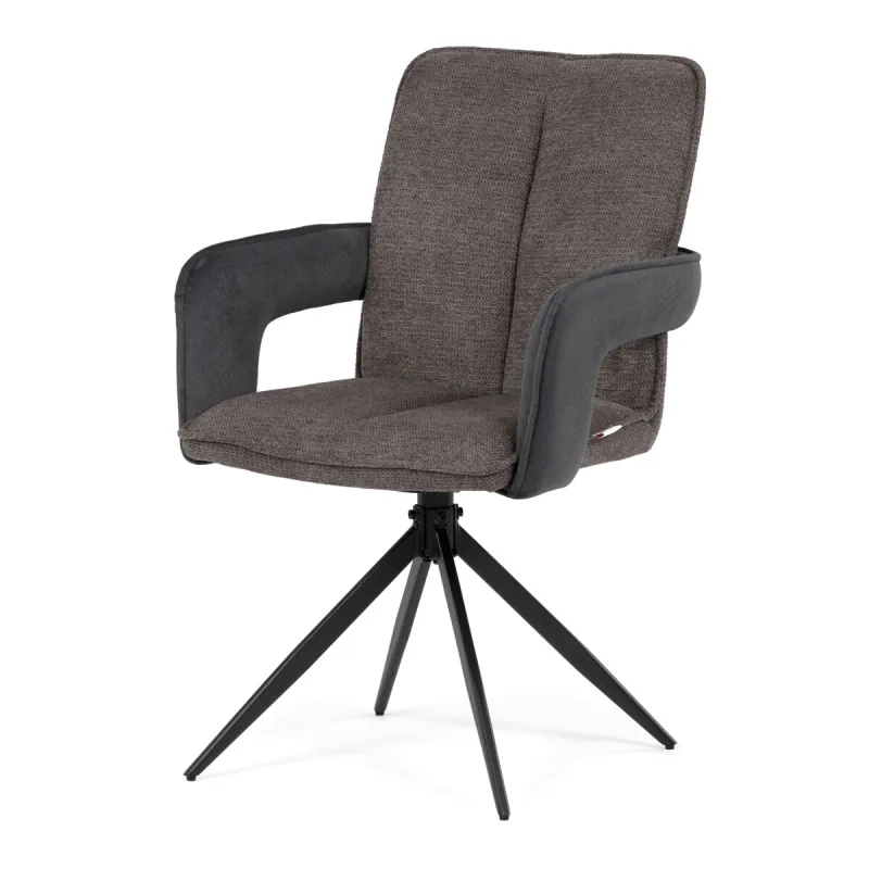 Jedálenská stolička otočná 180°, sivá, látka, DCH-F1146 GREY2