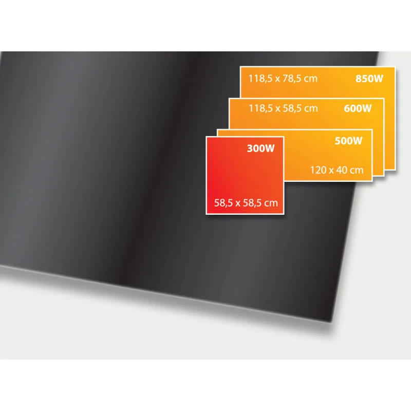 ECOSUN 300 GS Black, sálavý skleněný panel 300 W