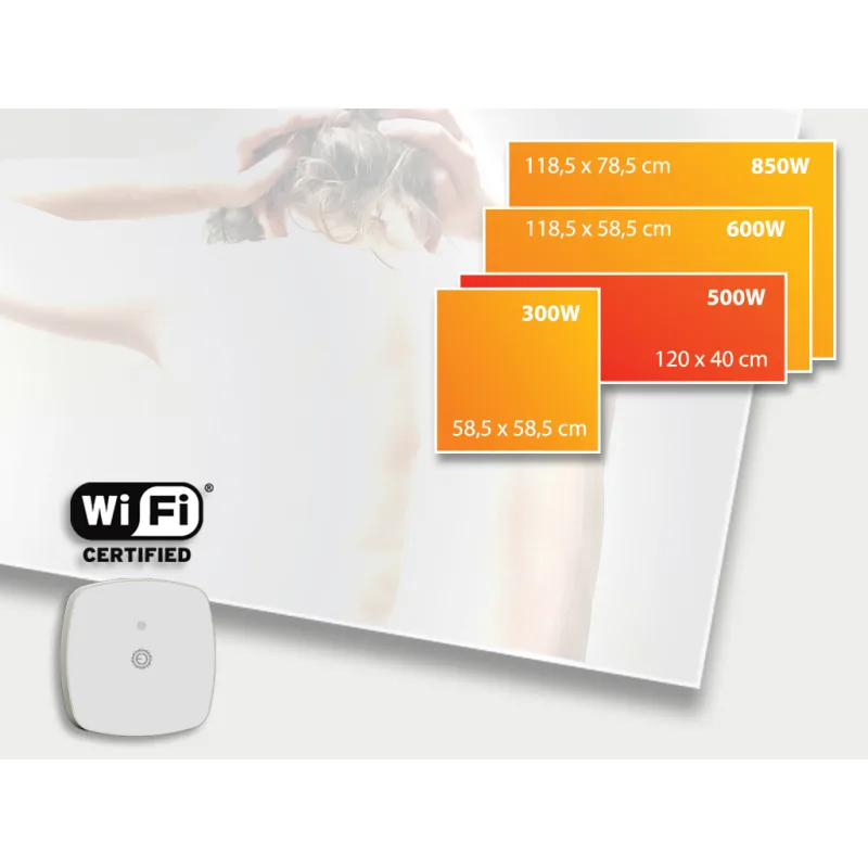 ECOSUN 500 GS-WiFi Mirror, skleněný infrapanel s WiFi 500W