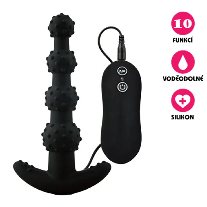 Silikonový anální kolík Max Pleasure Beads černý