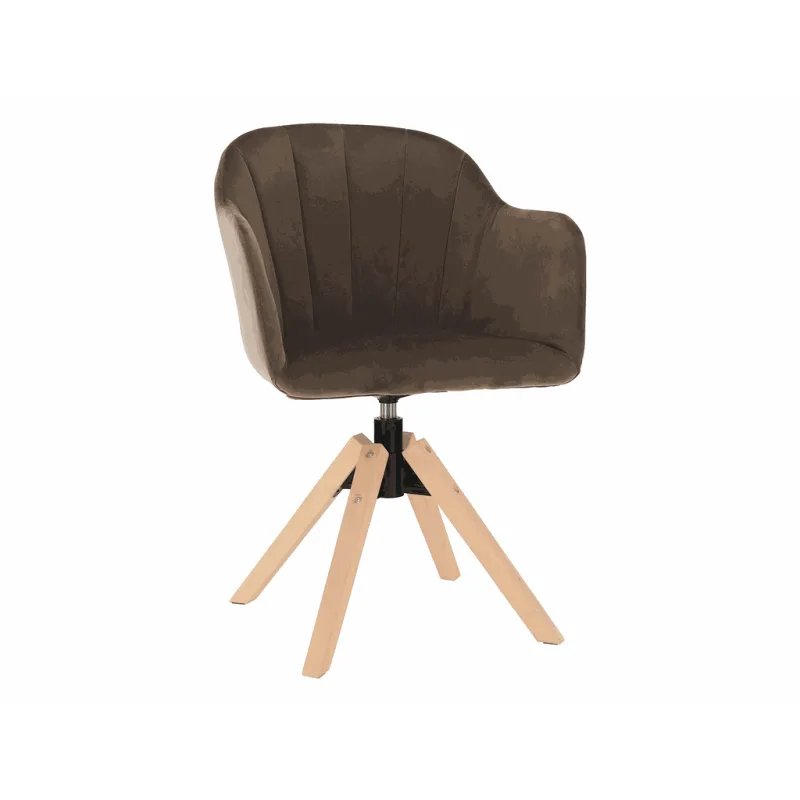 Otočné křeslo ALIGNA - látka Velvet, šedohnědá Taupe / buk