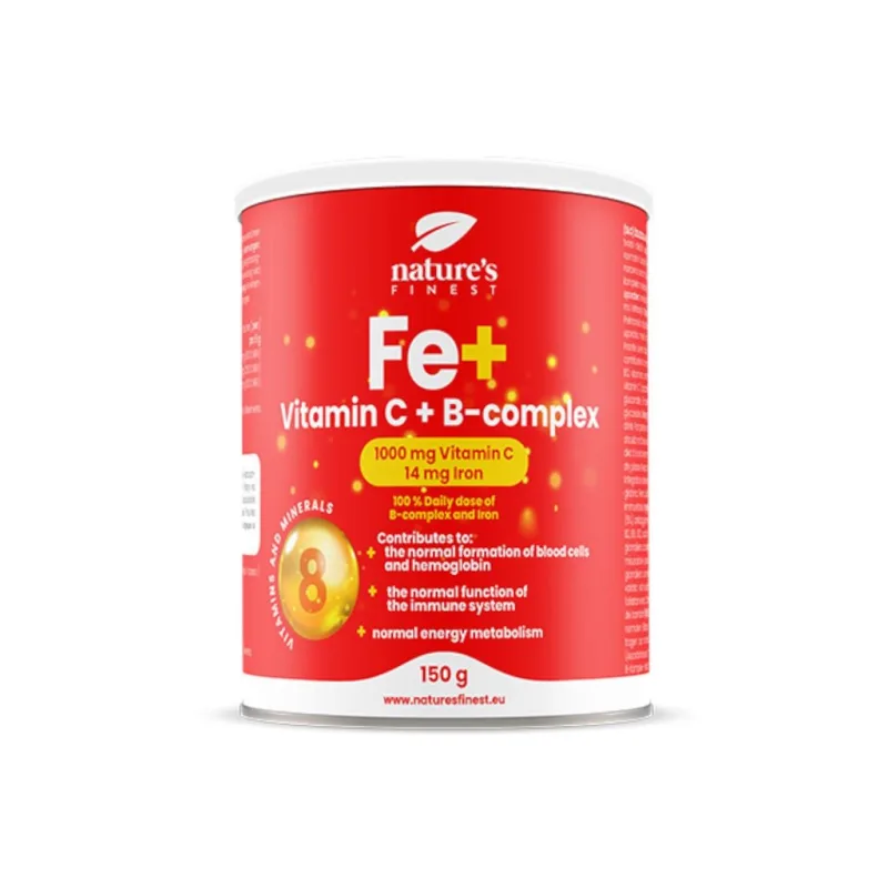 Fe + Vitamin C + B-Complex 150g (Železo + Vitamín C + B-komplex) NATURE'S FINEST