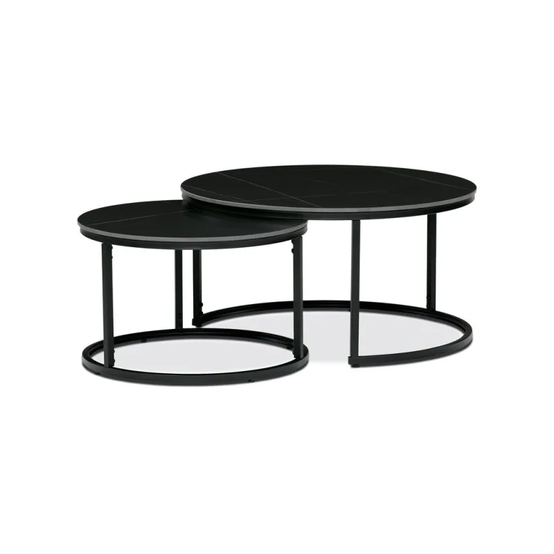 Konferenční stolek 80x80x43cm, slinutá keramika, mramor, AHG-404 BK