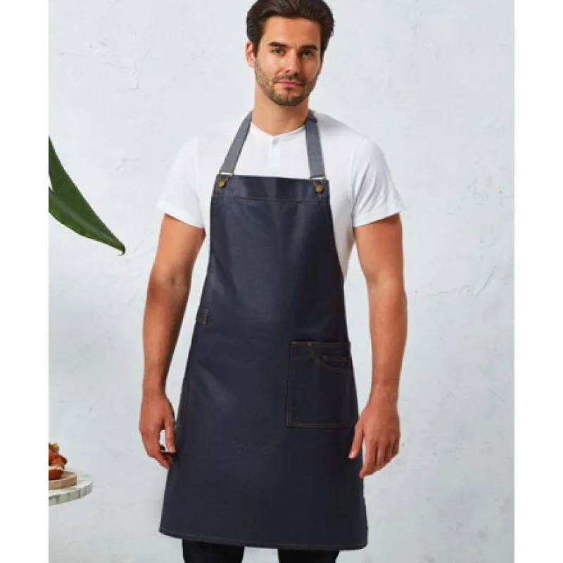 Vodoodpudivá denim zástěra s laclem District Premier