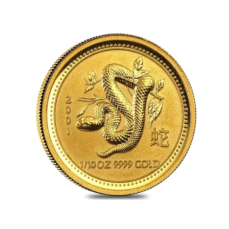 Investiční zlatá mince rok hada 2001- 1/10 Oz