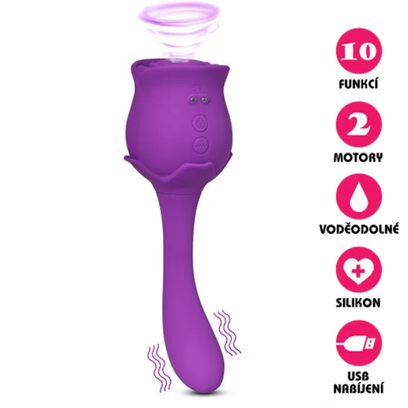 Vakuový vibrátor USB Flower Vibe fialový