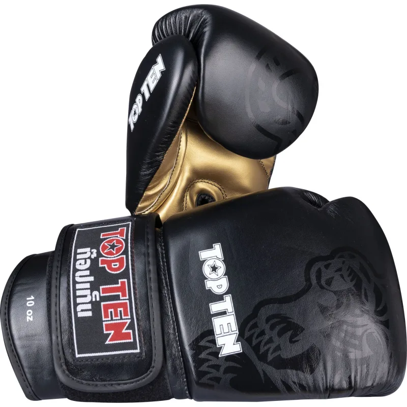 Top Ten IFMA Boxerské rukavice Ajarn PU - černá - černá/zlatá / 10