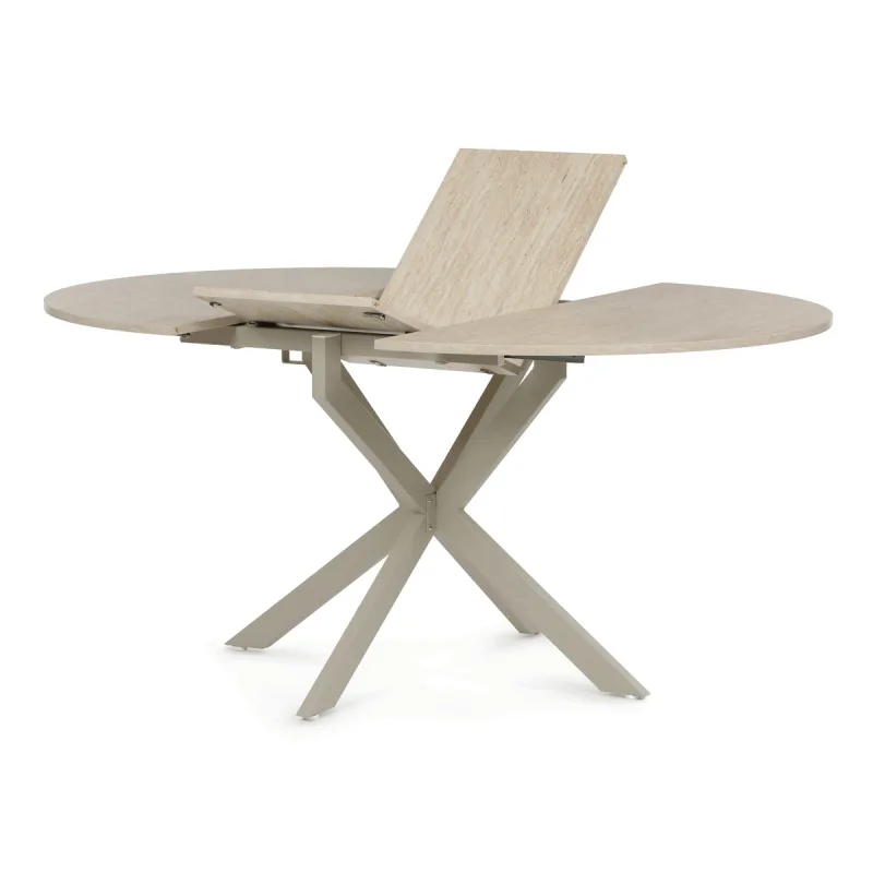 Jedálenský stôl rozkladací 120-160x120 cm, melamín, travertin, DT-I1120 TRV