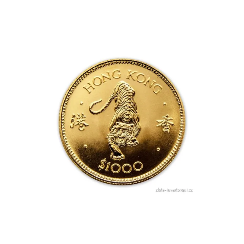 Investiční zlatá mince rok tygra 1986-lunární série Honkong 1/2 Oz proof