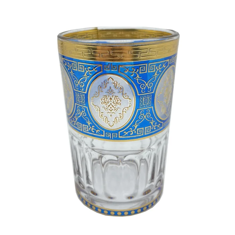 Zdobená arabská sklenka - Modrá