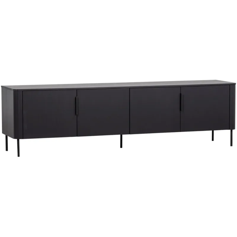 Černý dřevěný TV stolek Gunnar 200 x 44 cm