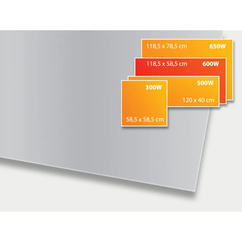 ECOSUN 600 GS Platinum Grey, sálavý skleněný panel 600 W