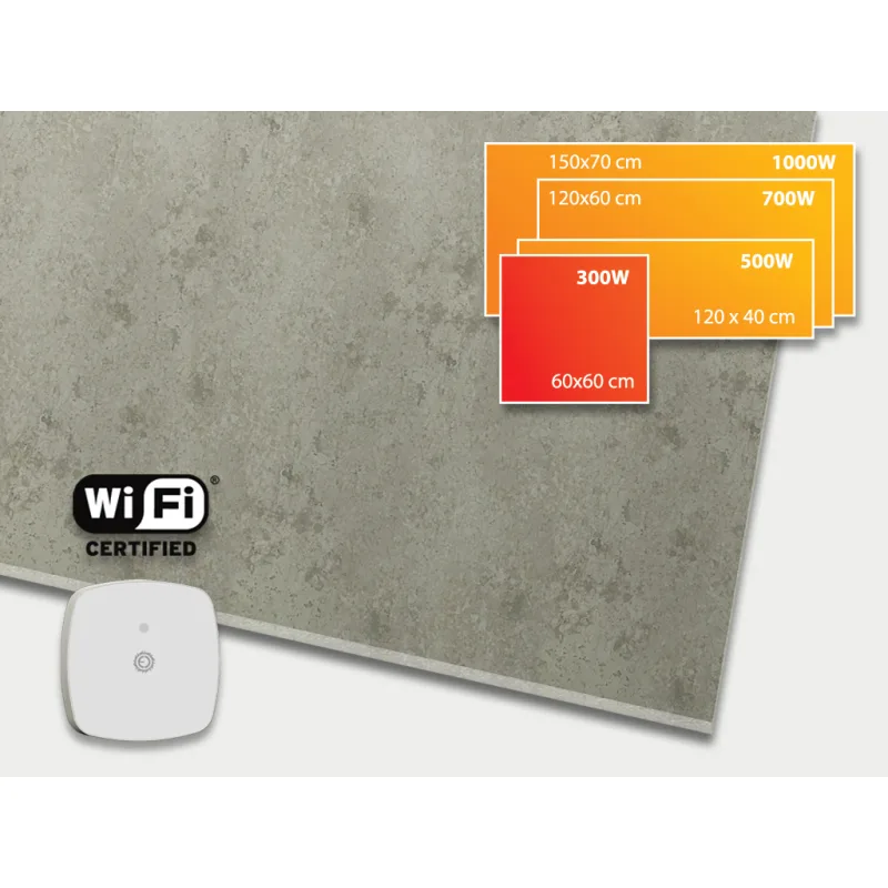 ECOSUN 300 CR WiFi Beton, keramický sálavý infrapanel s WiFi 300 W