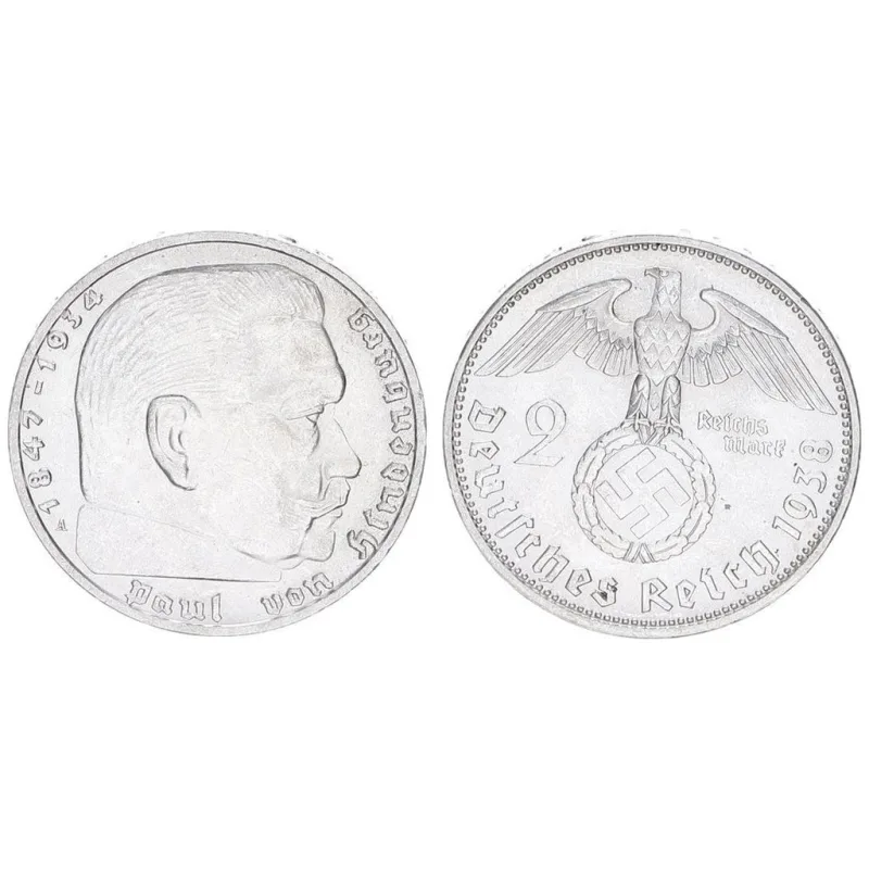 Stříbrná říšská  2 marka-1938-A-Paul von Hindenburg