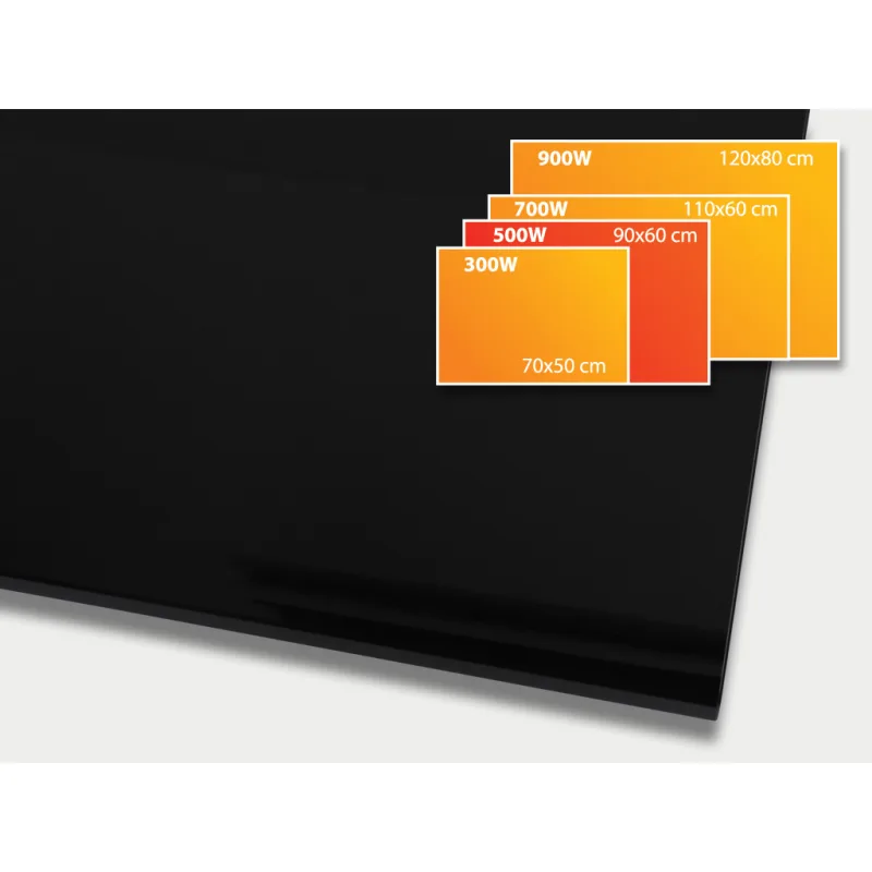 ECOSUN 500 GR Black, sálavý skleněný panel 500 W