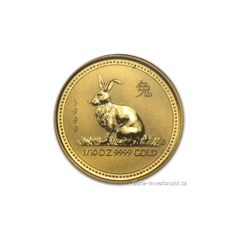 Investiční zlatá mince rok Králíka 1999 1/10 Oz