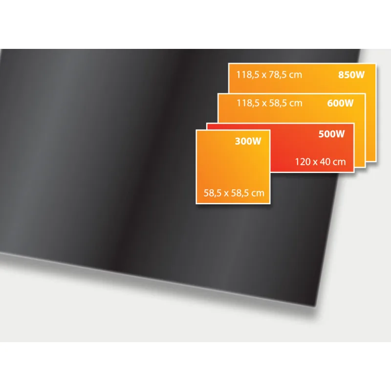 ECOSUN 500 GS Black, sálavý skleněný panel 500 W