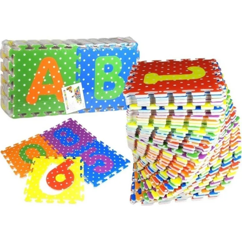 Pěnové puzzle s barevnými čísly a abecedou