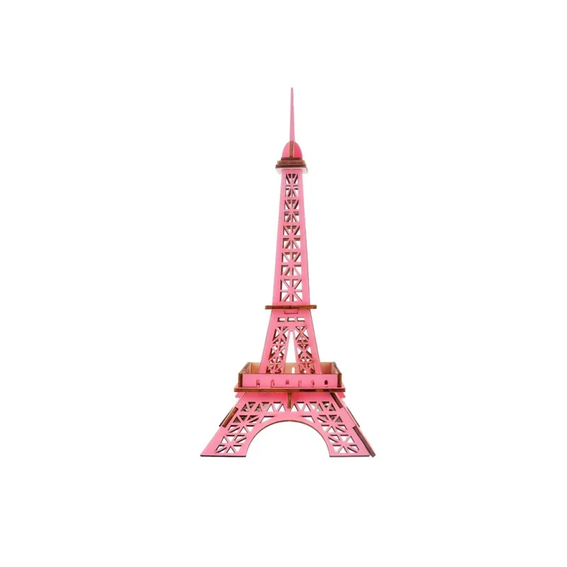 Drevené 3D puzzle Eiffelova veža ružová