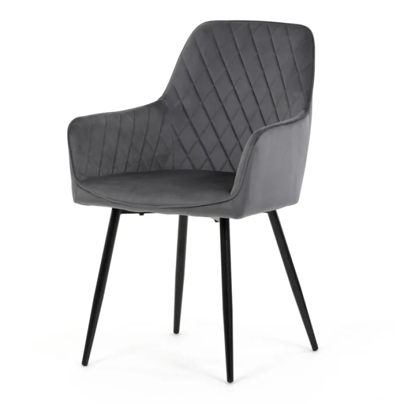 Jedálenská stolička, šedá, zamatová látka, DCH-215 GREY4