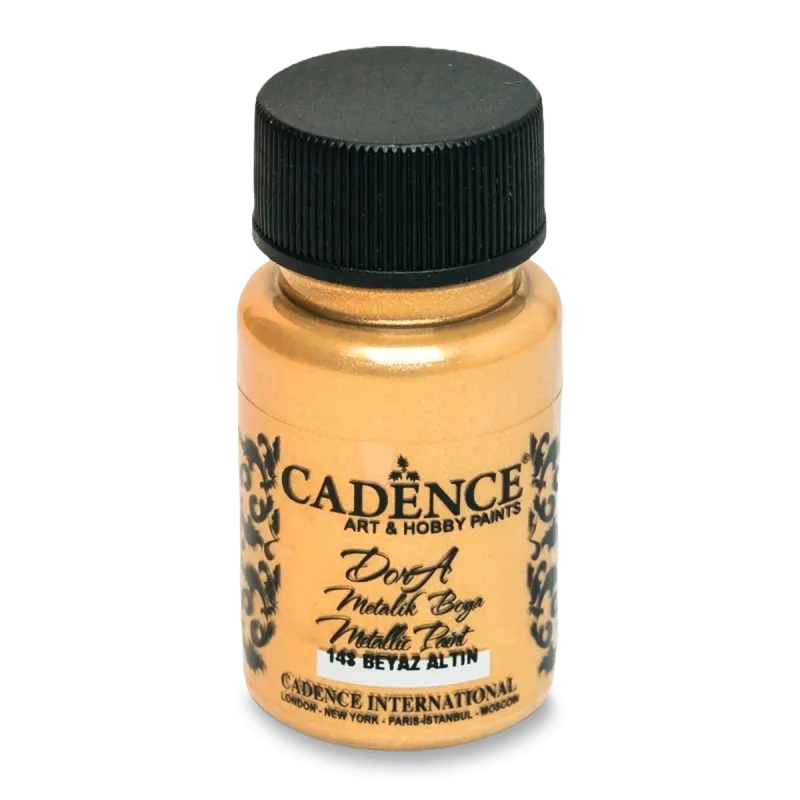 Akrylová barva Cadence Dora Metallic - 50 ml, bílé zlato