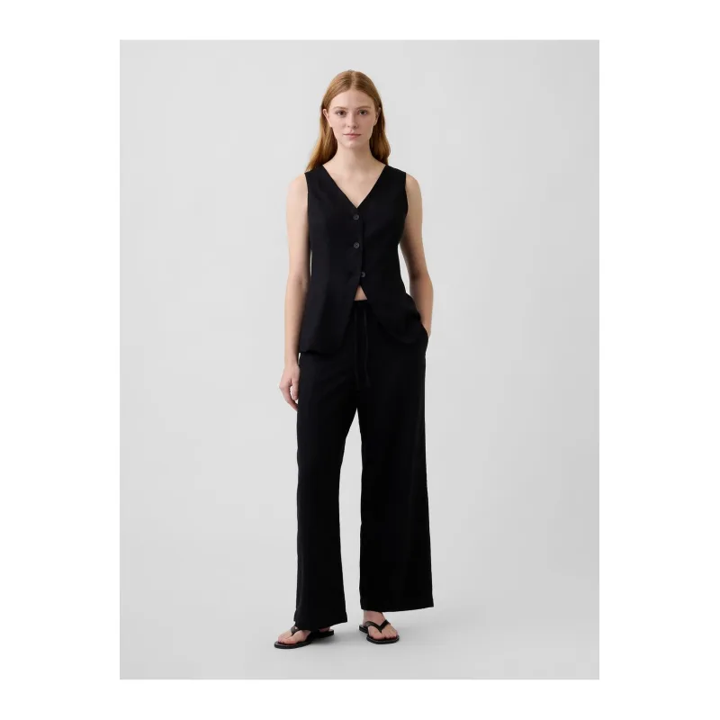 Lněné kalhoty Wide-Leg