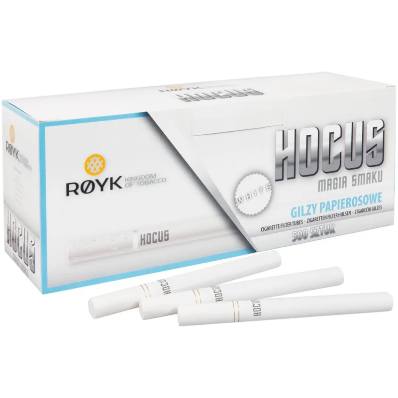 Bílé cigaretové dutinky Hocus White 500ks - 8mm