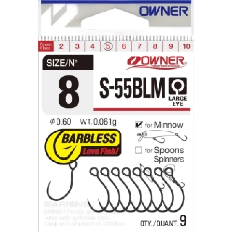 Háčky Owner S-55BLM Barbless #6 8ks