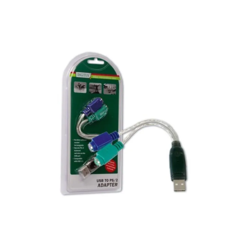 Digitus převodník USB na PS/2, 2xMiniDin6/F, USB A/M DA-70118