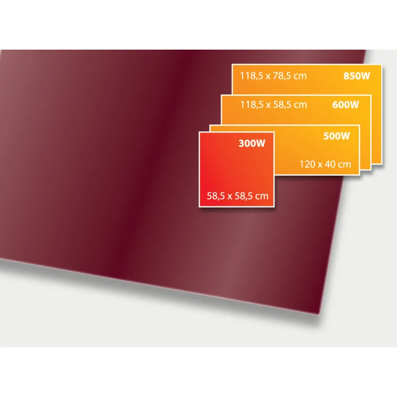 ECOSUN 300 GS Wine Red, sálavý skleněný panel 300 W